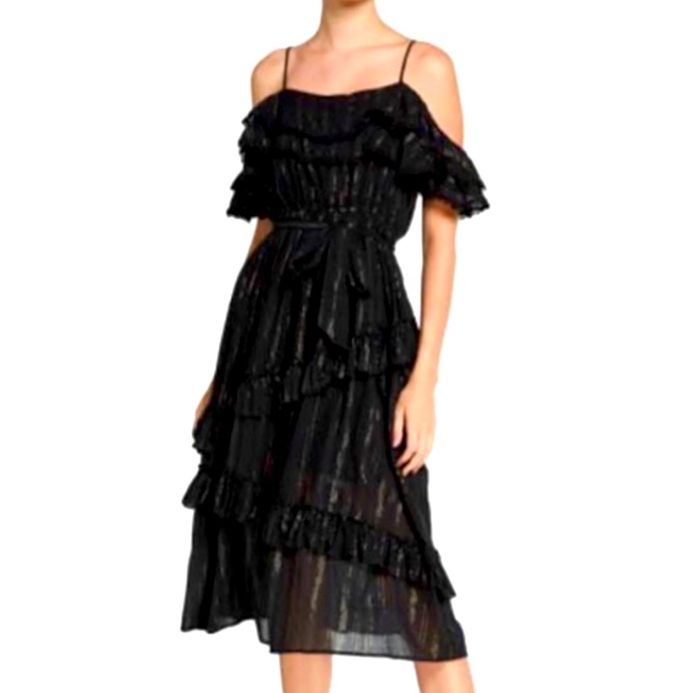 Allison New York, black and gold midi dress, size medium, brand new with tags.